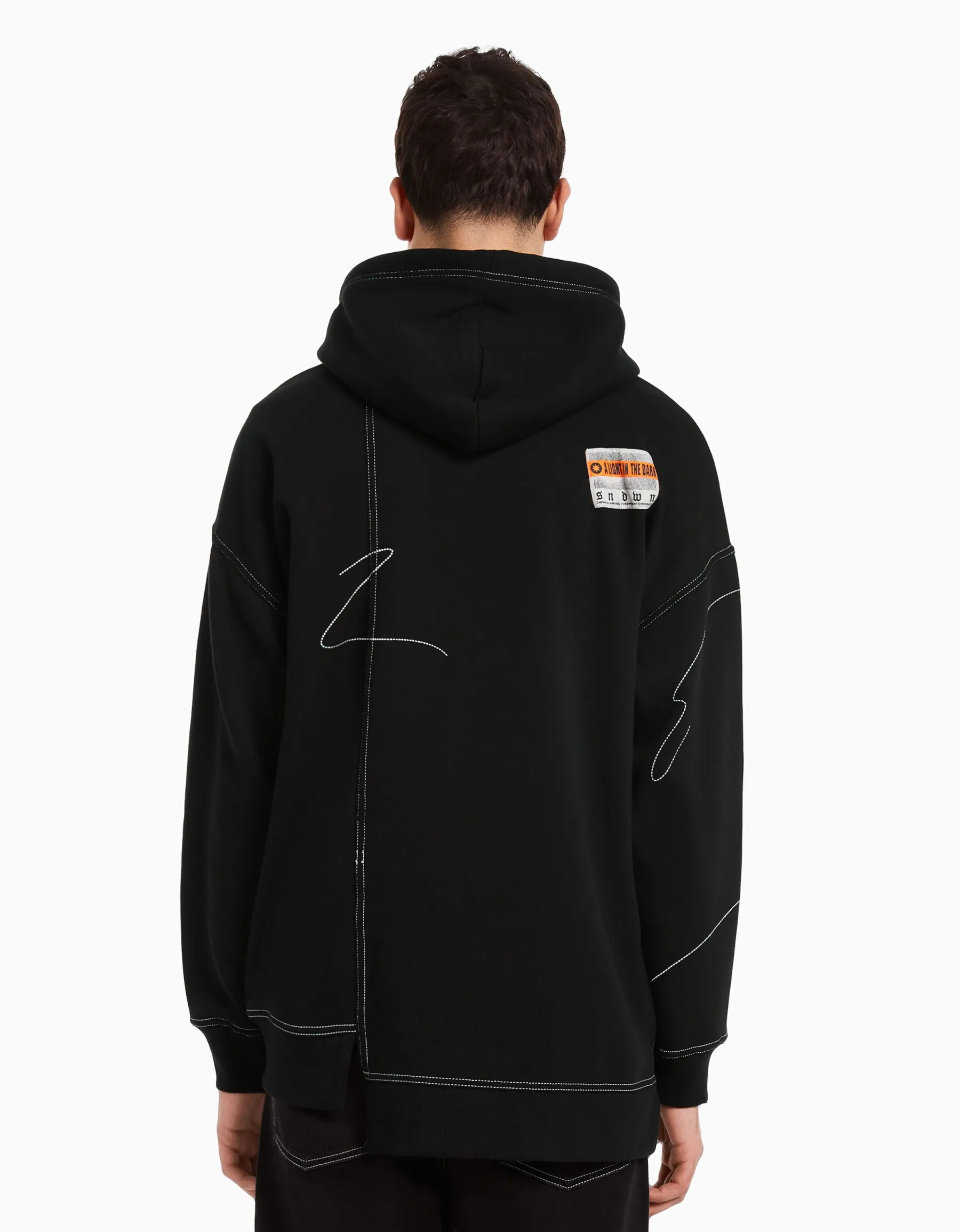 BERSHKA Pull oversize fil contraste Noir Online