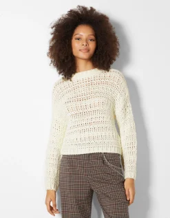 BERSHKA Pull rustique Écru New
