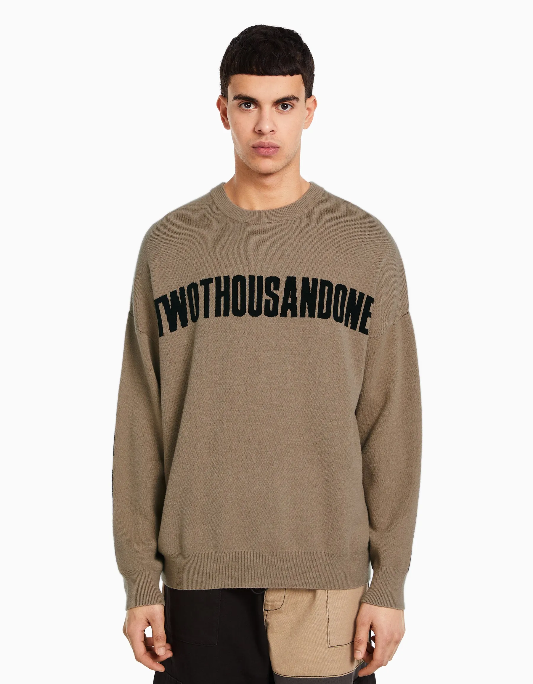 BERSHKA Pull texte Marron Best Sale
