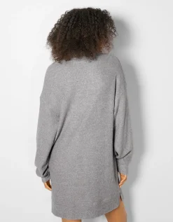 BERSHKA Robe courte manches longues Sable Best