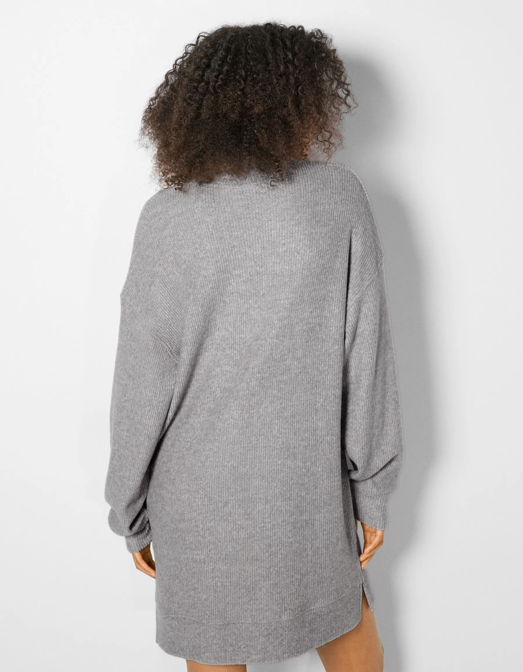 BERSHKA Robe courte manches longues Sable Best