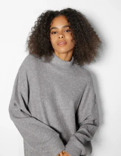 BERSHKA Robe courte manches longues Sable Best