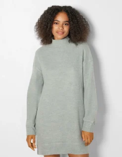 BERSHKA Robe courte manches longues Sable Outlet