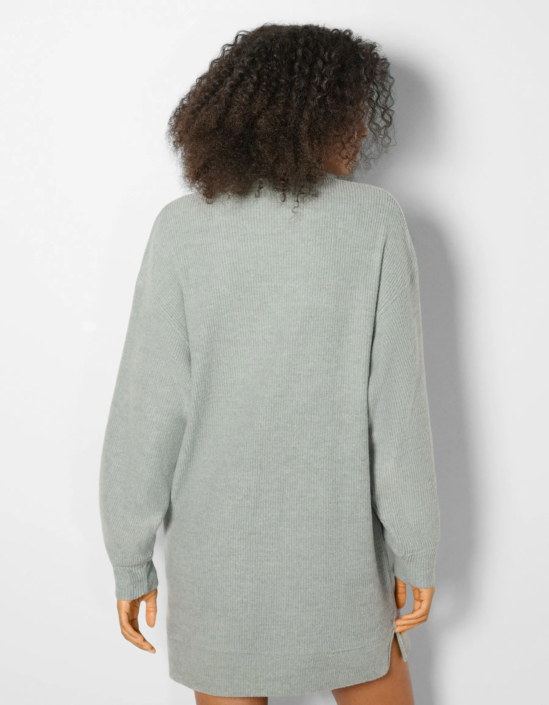 BERSHKA Robe courte manches longues Sable Outlet