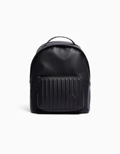 BERSHKA Sac à dos effet cuir Noir Sale