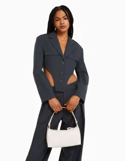 BERSHKA Sac anse anneau Blanc Online