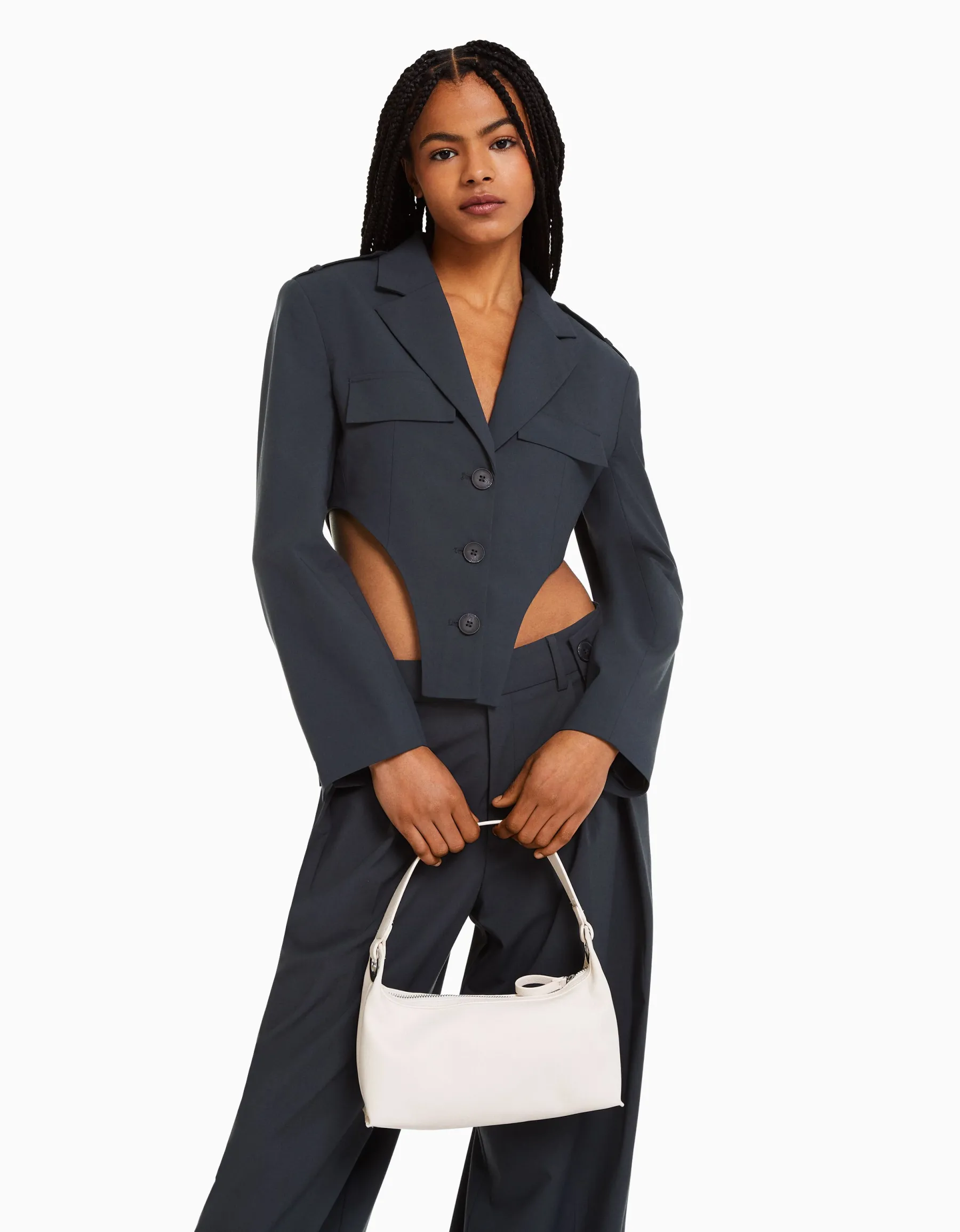 BERSHKA Sac anse anneau Blanc Online