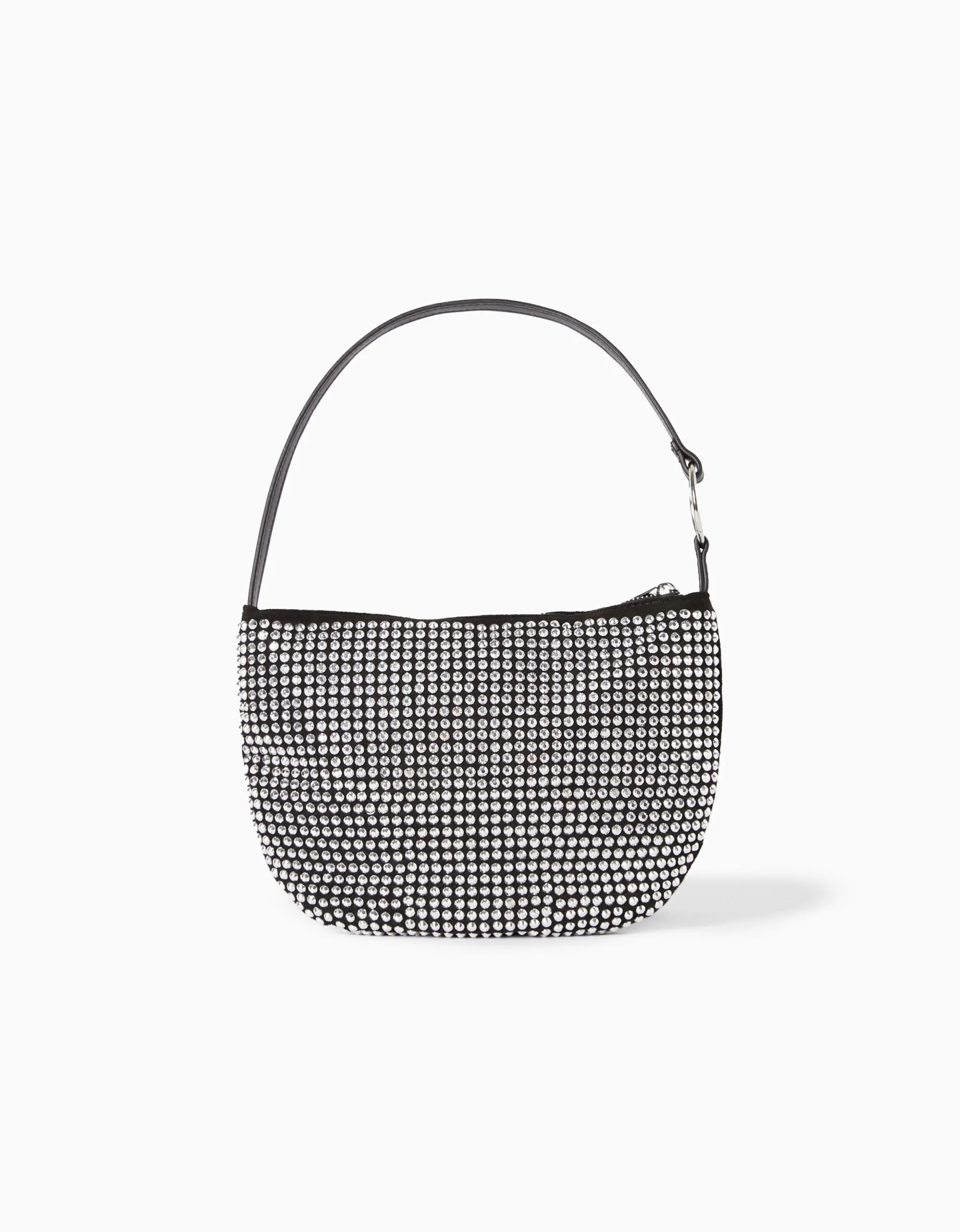 BERSHKA Sac anse strass Noir New