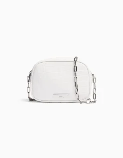 BERSHKA Sac anse texturé double fermeture Éclair Blanc Cheap