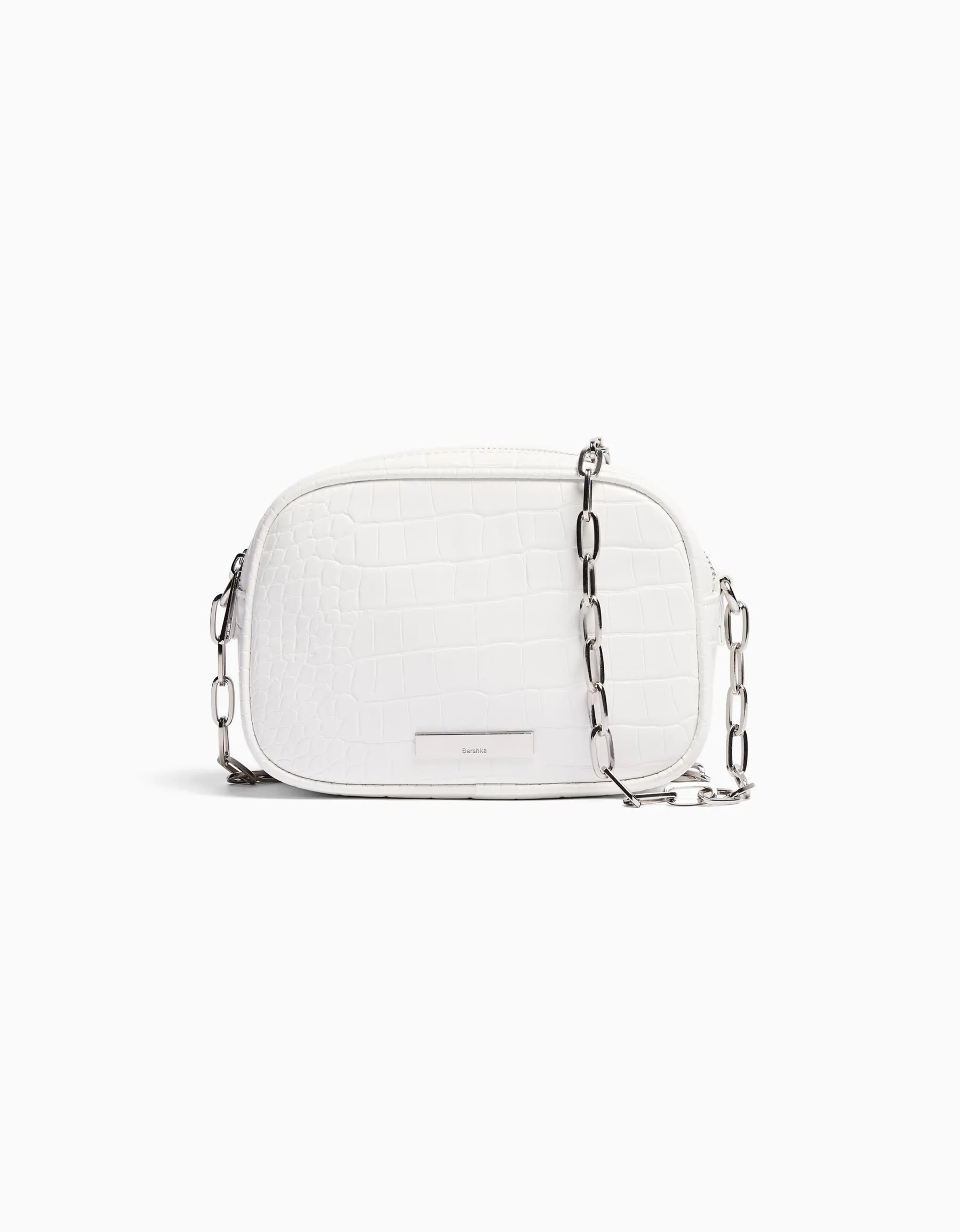 BERSHKA Sac anse texturé double fermeture Éclair Blanc Cheap