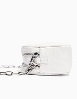 BERSHKA Sac anse texturé double fermeture Éclair Blanc Cheap