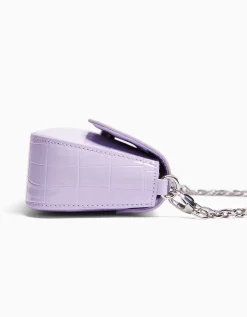BERSHKA Sac anses chaînes effet verni Blanc Best