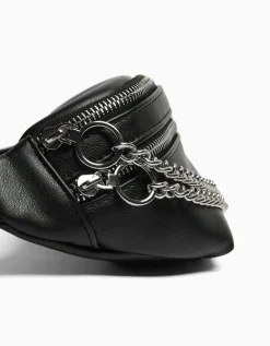 BERSHKA Sac banane similicuir Noir Flash Sale