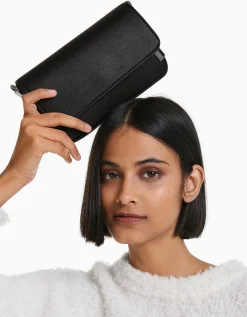 BERSHKA Sac bandoulière rigide Noir Discount
