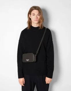 BERSHKA Sac bandoulière rigide Noir Shop