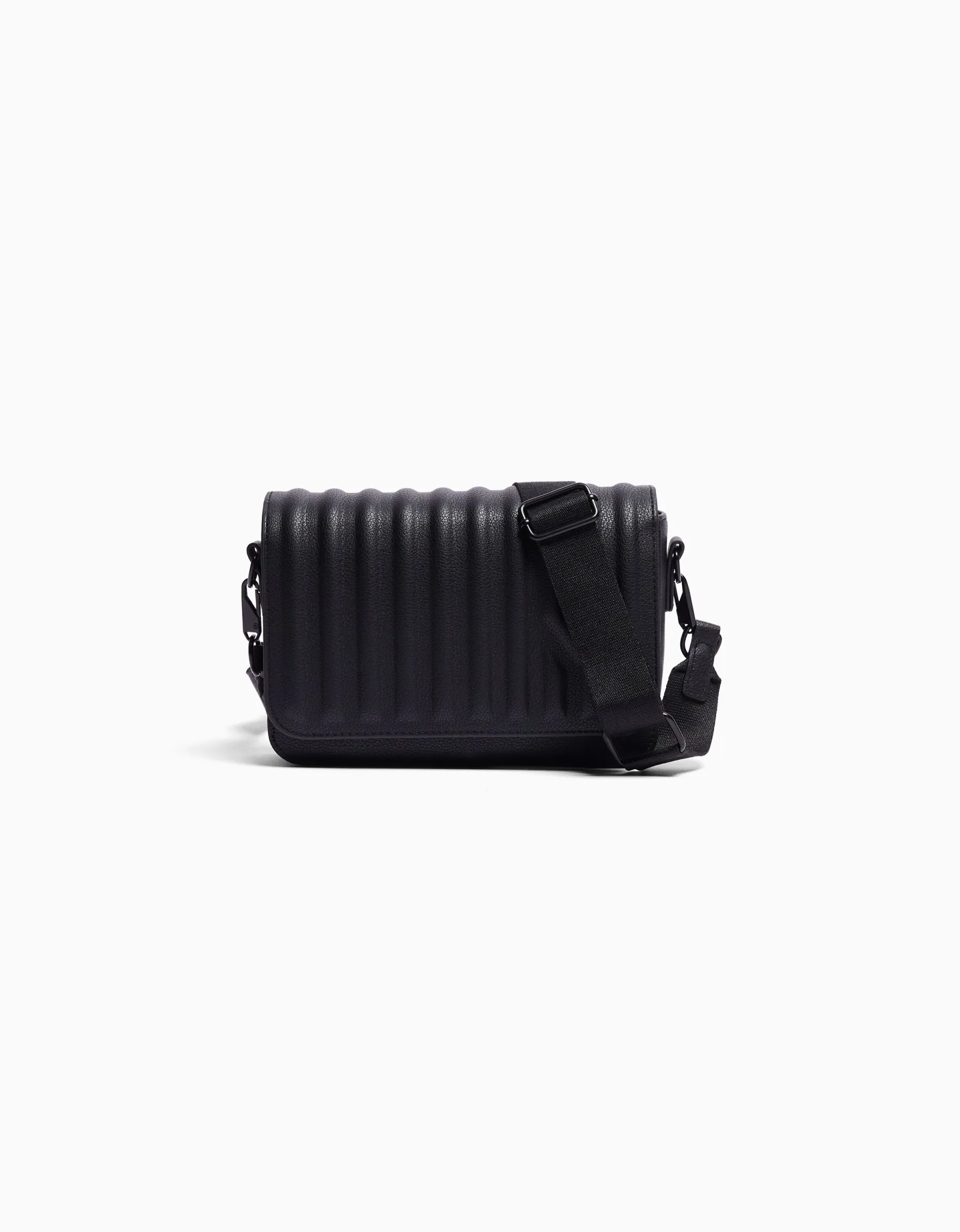 BERSHKA Sac bandoulière similicuir Noir Fashion