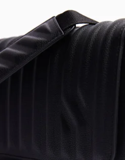 BERSHKA Sac bandoulière similicuir Noir Fashion