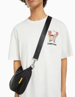 BERSHKA Sac besace anse Noir Flash Sale