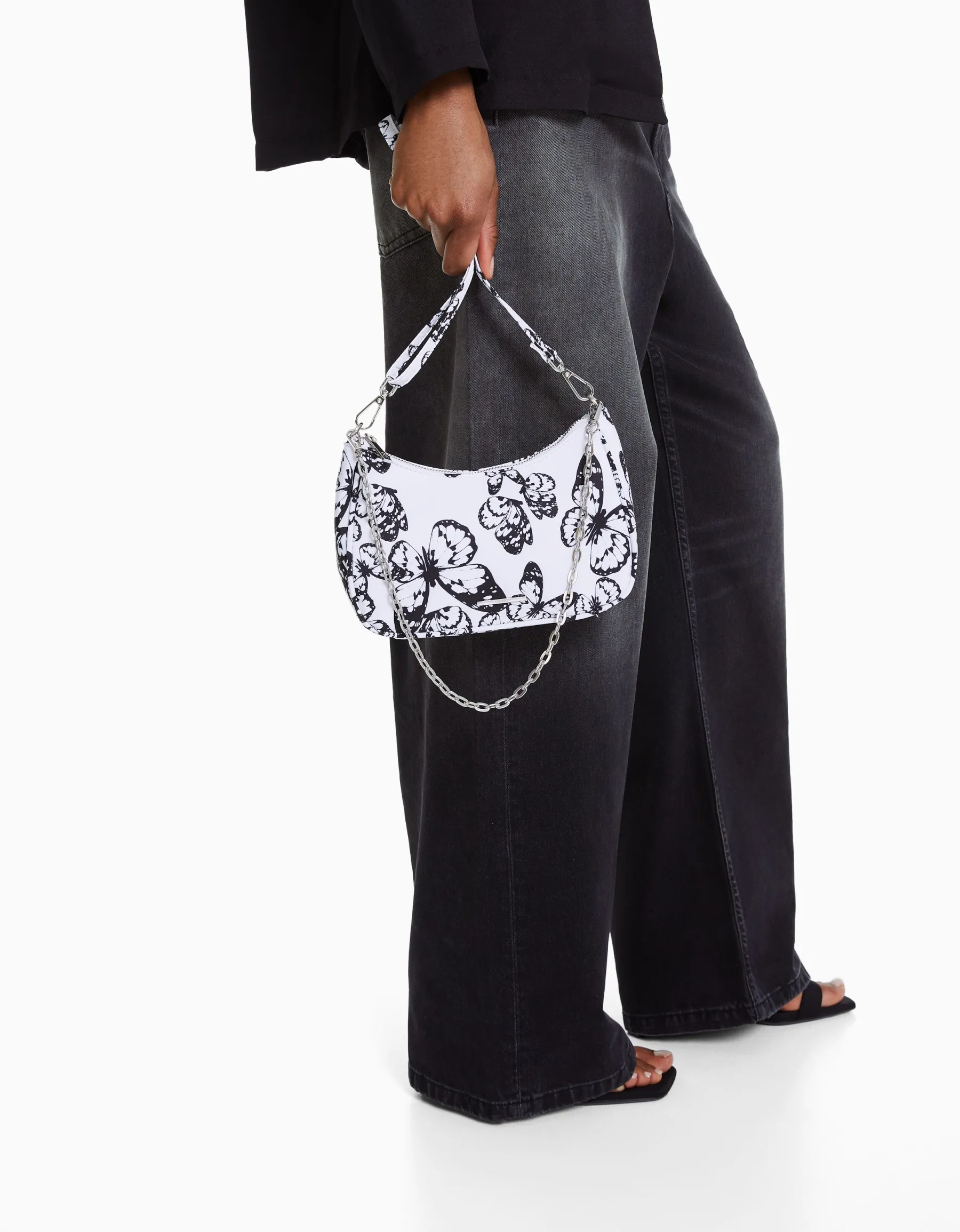 BERSHKA Sac besace imprimé Blanc Clearance