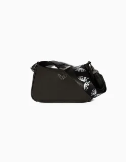 BERSHKA Sac besace imprimé papillons Noir Cheap