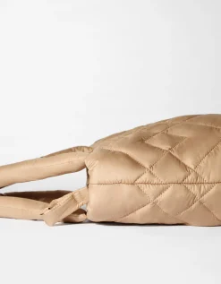 BERSHKA Sac cabas matelassé anse tissu Camel Online