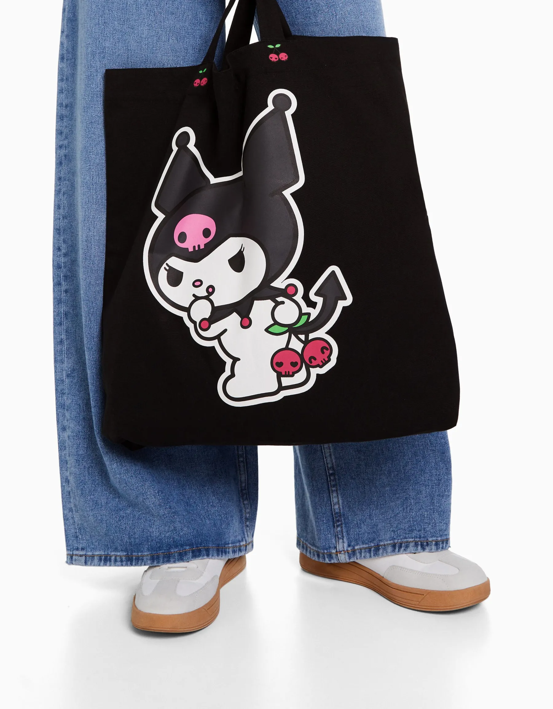 BERSHKA Sac cabas toile imprimé Kuromi Noir Flash Sale