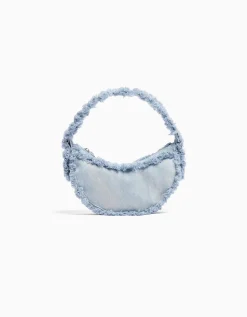 BERSHKA Sac denim anse effrangé Bleu Flash Sale