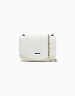 BERSHKA Sac matelassé vertical anse chaîne Blanc Clearance