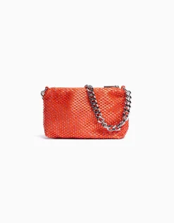 BERSHKA Sac mesh anse chaîne Orange Best