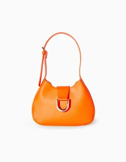 BERSHKA Sac porté épaule boucle effet argent Orange Store