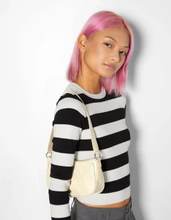 BERSHKA Sac porté épaule similicuir Beige Clearance