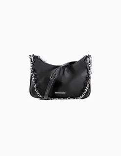 BERSHKA Sac satiné chaîne Noir Flash Sale
