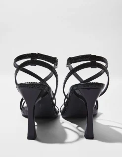 BERSHKA Sandales talon aiguille lanières Noir Best