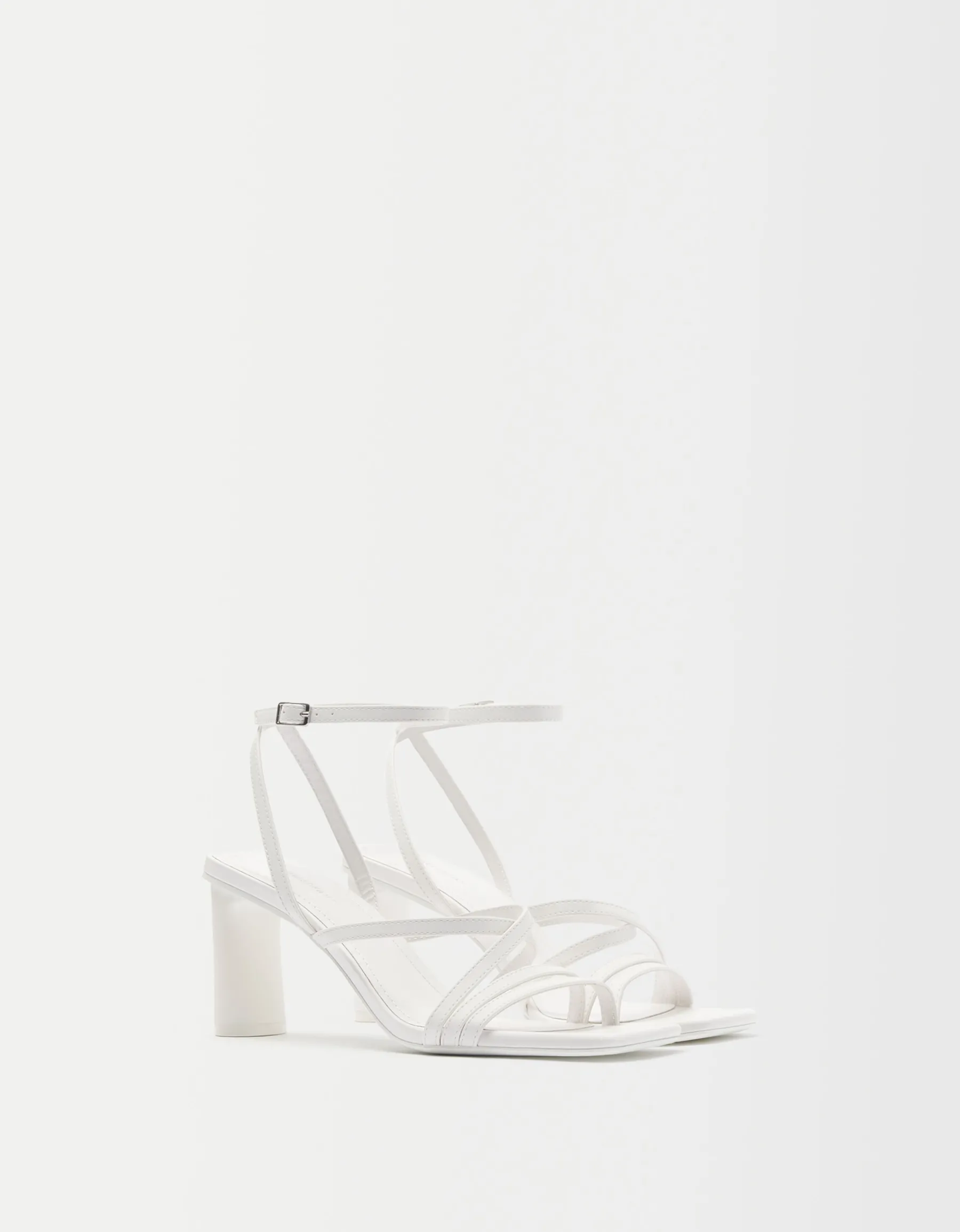 BERSHKA Sandales talon brides boucle de cheville Blanc Best