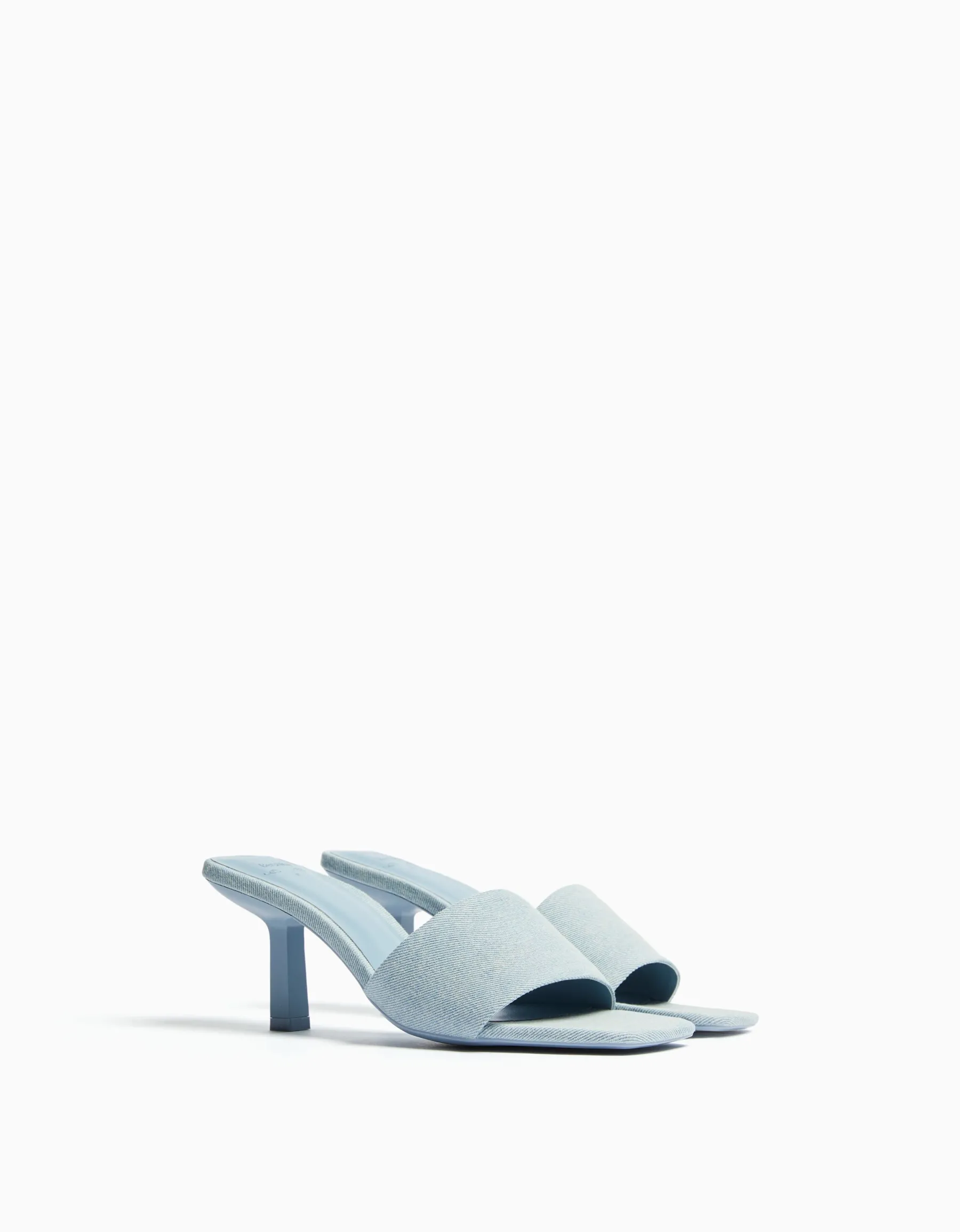 BERSHKA Sandales talon denim Bleu Shop