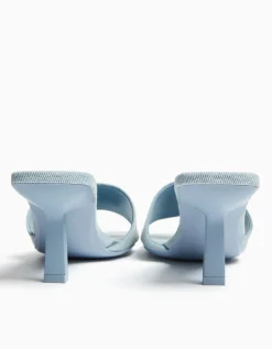 BERSHKA Sandales talon denim Bleu Shop