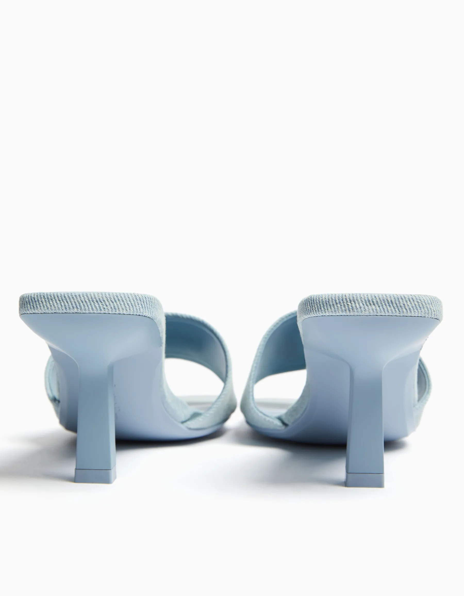 BERSHKA Sandales talon denim Bleu Shop