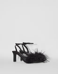 BERSHKA Sandales talon plumes Fuchsia Best Sale