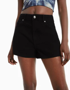BERSHKA Short denim mom Bleu Fashion