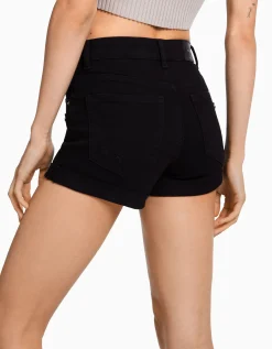 BERSHKA Short denim retroussé Blanc Hot