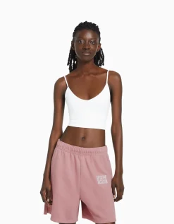 BERSHKA Short molleton coton Gris Best Sale