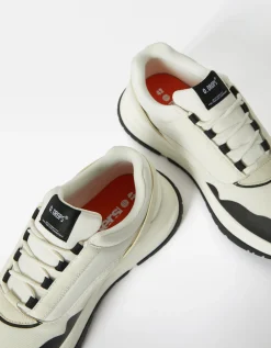 BERSHKA Sneakers avec tissu homme Blanc Outlet