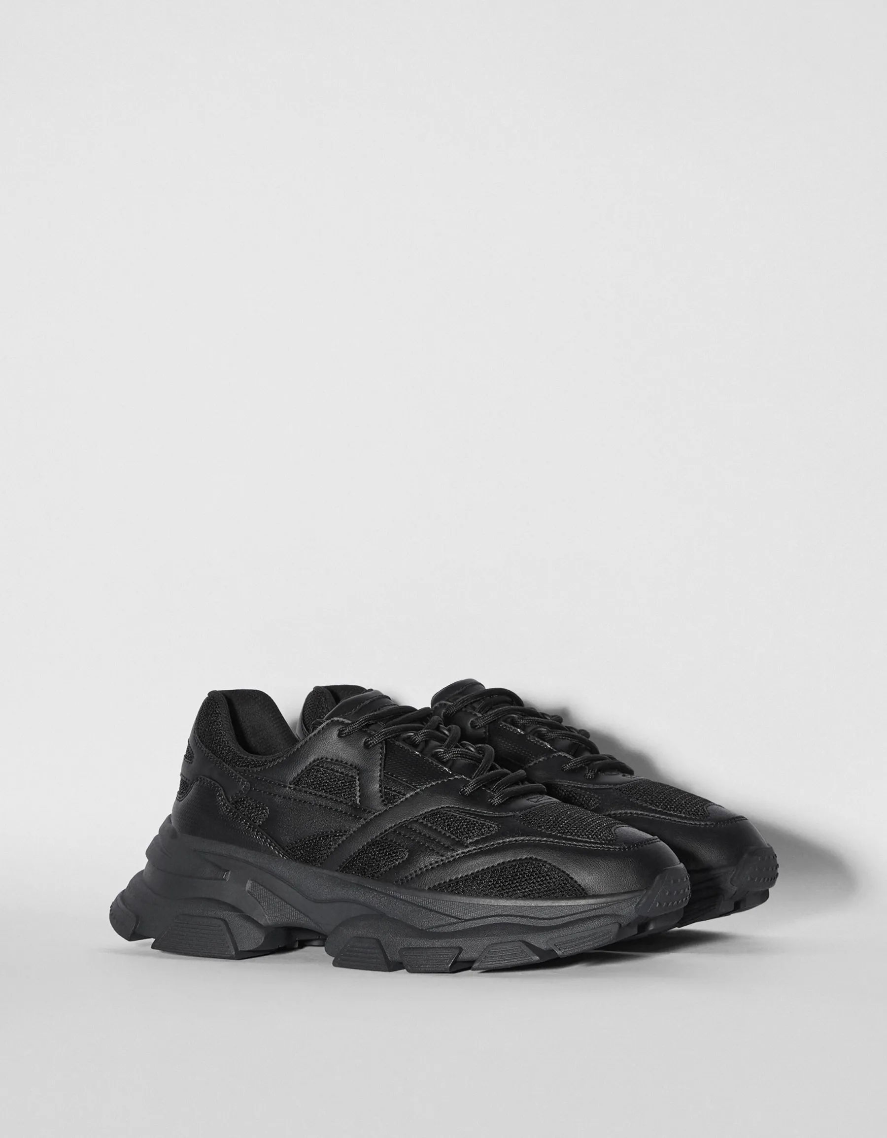 BERSHKA Sneakers mesh homme Noir Cheap