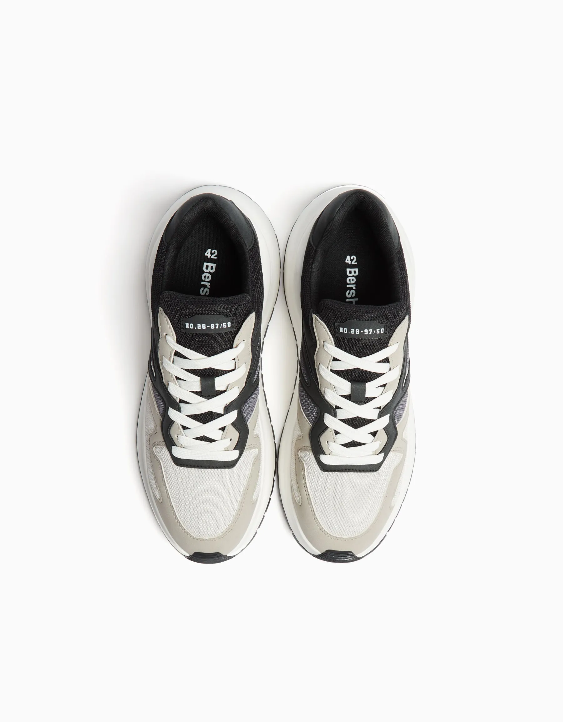 BERSHKA Sneakers semelle épaisse avec mesh homme Blanc Best