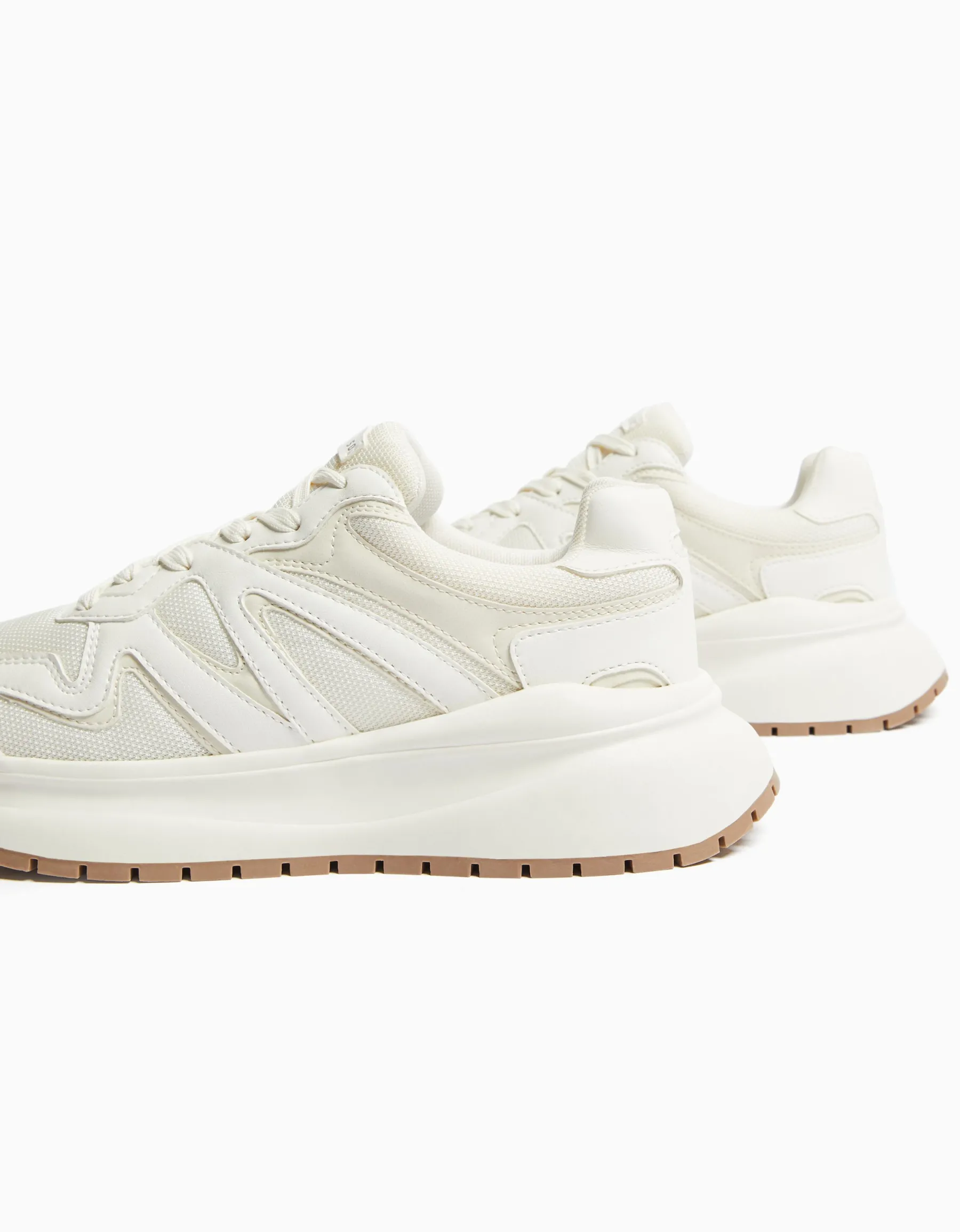 BERSHKA Sneakers semelle épaisse avec mesh homme Blanc Shop