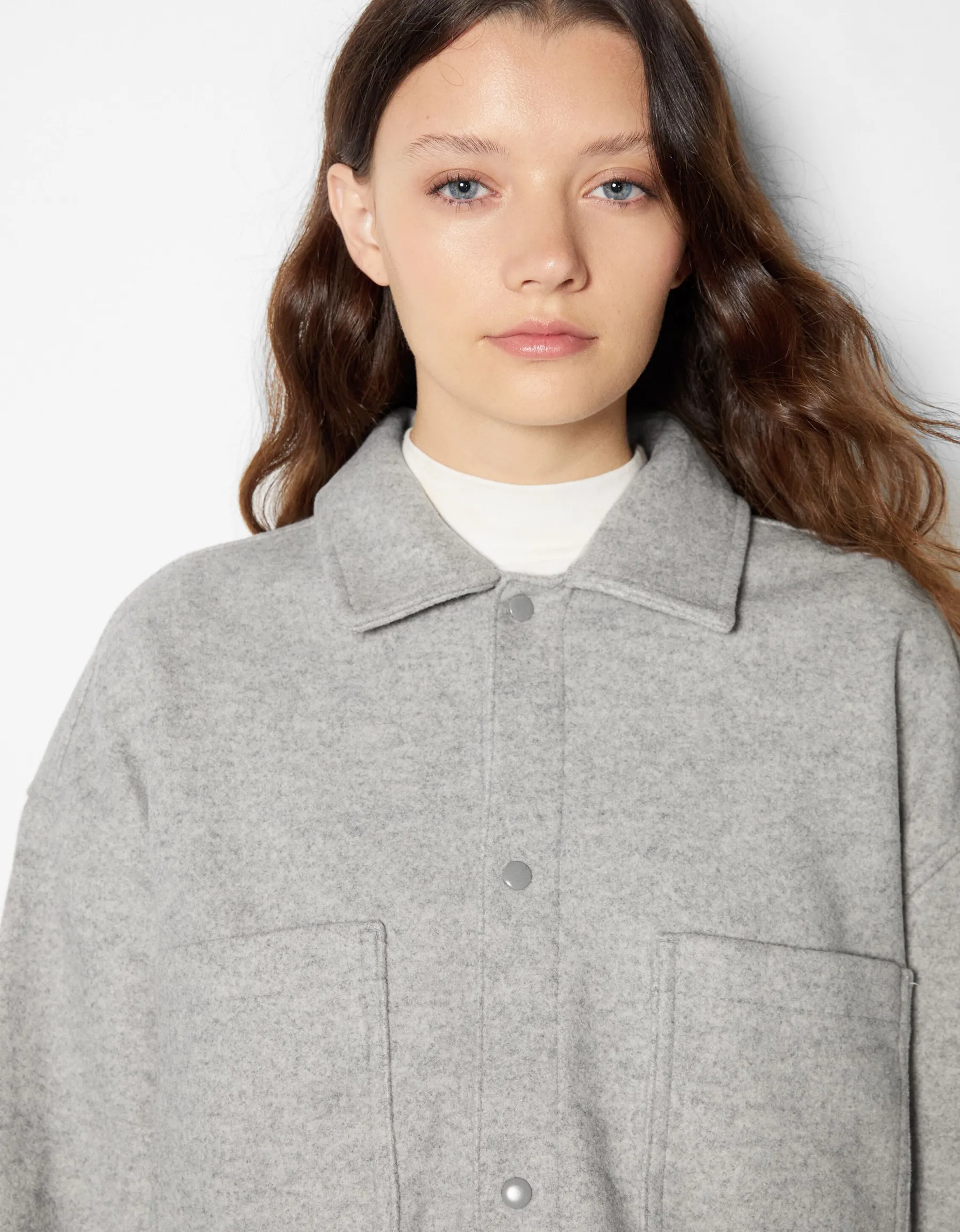 BERSHKA Surchemise basique Gris Hot