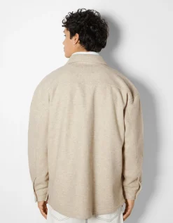BERSHKA Surchemise basique Sable Online
