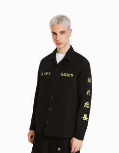 BERSHKA Surchemise brodée TOKYO REVENGERS Noir Best