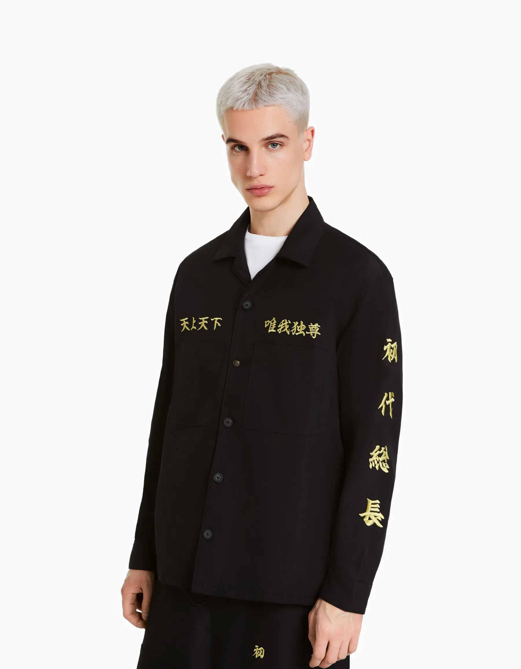 BERSHKA Surchemise brodée TOKYO REVENGERS Noir Best