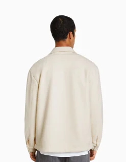 BERSHKA Surchemise imitation daim Blanc Best Sale